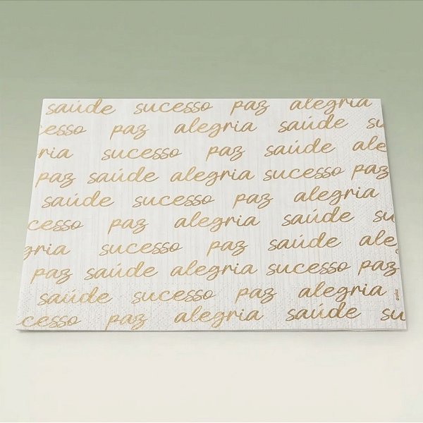 Guardanapo de Papel Natalino - Branco com Inscrições de Ouro - 33x33cm - 20 unidades - Cromus - Rizzo