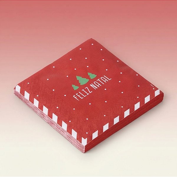 Guardanapo de Papel Natalino - Feliz Natal Vermelho, Branco e Verde - 33x33cm - 20 unidades - Cromus - Rizzo