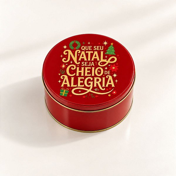 Lata de Metal de Natal - Cheio de Alegria - 13,85x6,7cm - 1 unidade - Rizzo