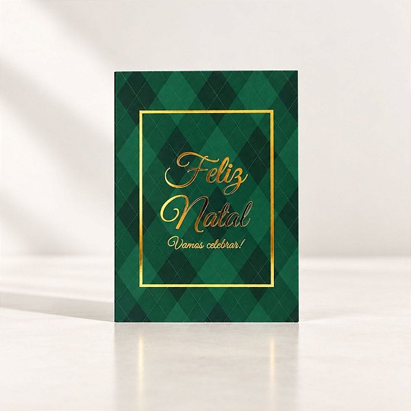 Cartão de Natal - Feliz Natal Vamos Celebrar - Verde e Dourado - 9,5x13,7cm - 1 unidade - Rizzo