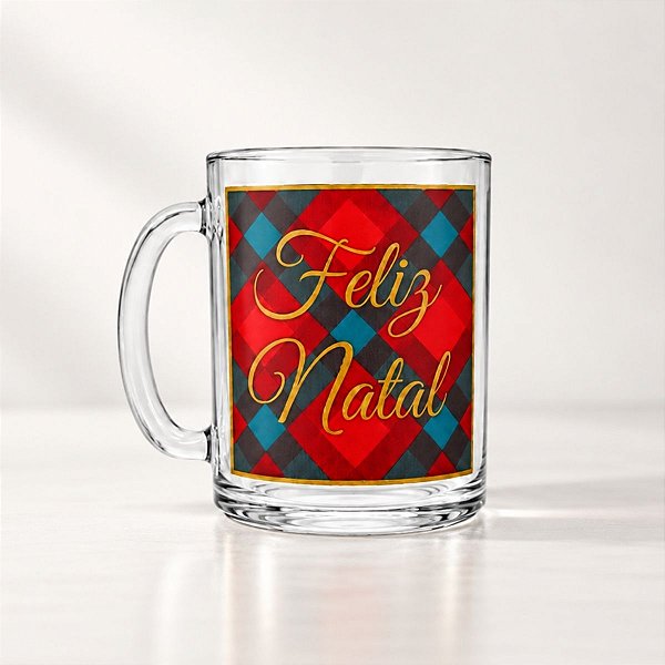 Caneca de Vidro de Natal - Ho Ho Ho Feliz Natal - 330mL - 1 unidade - Rizzo