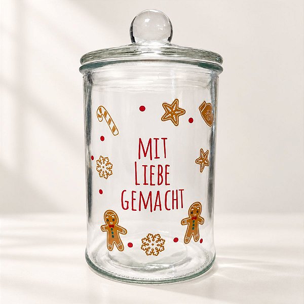 Pote de Vidro Hermético de Natal - Ginger Mit Liebe Gemacht - 630ml - 1 unidade - Rizzo