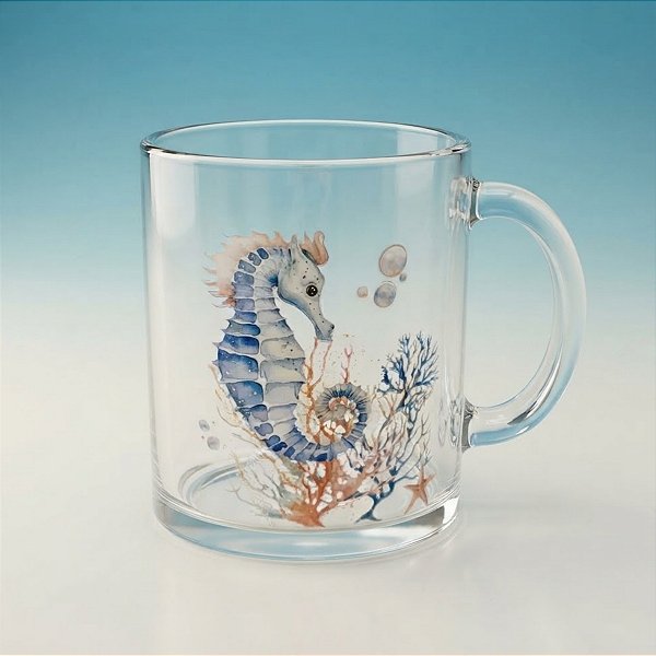 Caneca de Vidro - Cavalo Marinho - 500ml - 1 unidade - Cromus - Rizzo