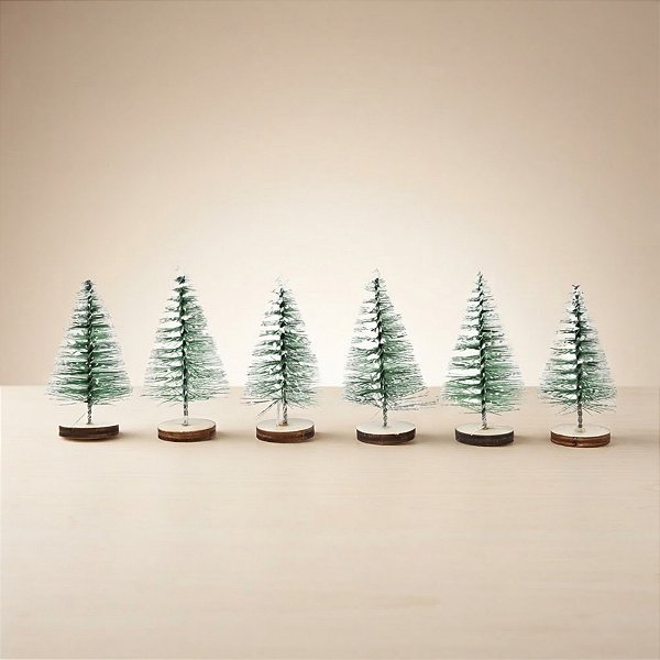 Mini Árvores Pinheiros de Natal Decorativas - Verde - 4x8x4cm - 6 unidades - Cromus - Rizzo