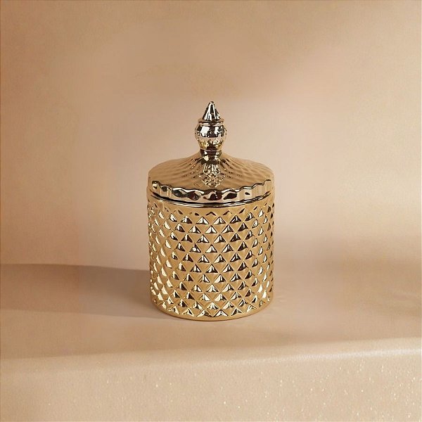 Pote Decorativo Cilindrico em Cerâmica - Ouro - 13x7,5cm - 1 unidade - Cromus - Rizzo