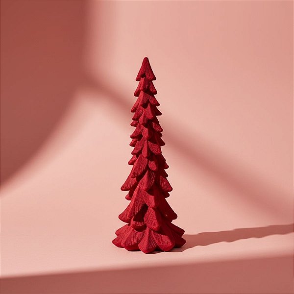 Árvore de Natal Decorativa em Resina - Flocado Bordô - 24cm - 1 unidade - Cromus - Rizzo