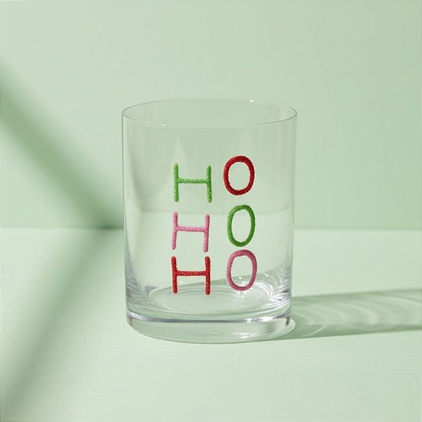Copo de Vidro de Natal - HoHoHo - Colorido - 360ml - 1 unidade - Cromus - Rizzo