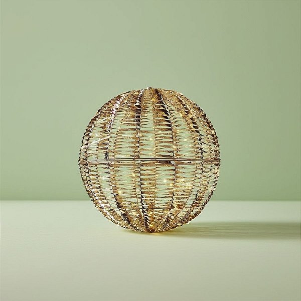 Bola de Natal Vazada com Led - Champagne - 150 leds - 50cm - Bivolt - 1 unidade - Cromus - Rizzo