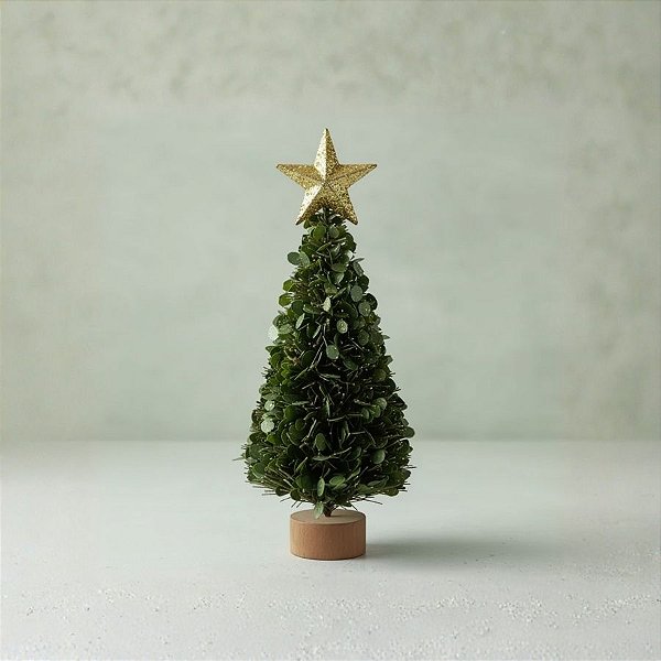 Mini Árvore De Natal Com Estrela - Verde e Ouro - 15x5x5cm - 1 unidade - Cromus - Rizzo