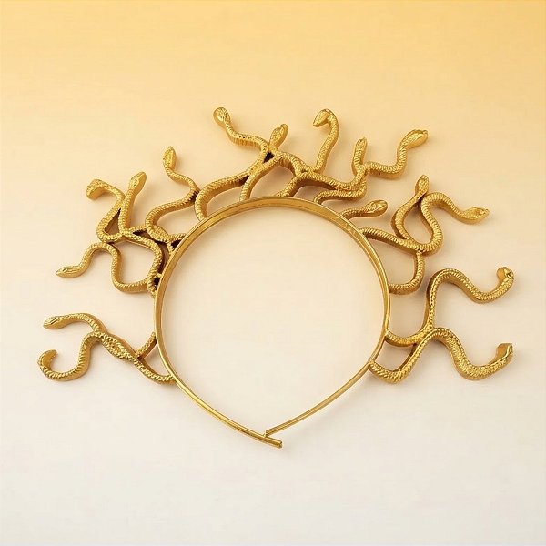 Tiara de Halloween - Medusa Ouro - 16x17cm - 1 unidade - Rizzo