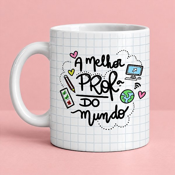 Caneca de Porcelana Personalizado Dia dos Professores - Melhor Prof. - 325ml  - 1 unidade - Rizzo