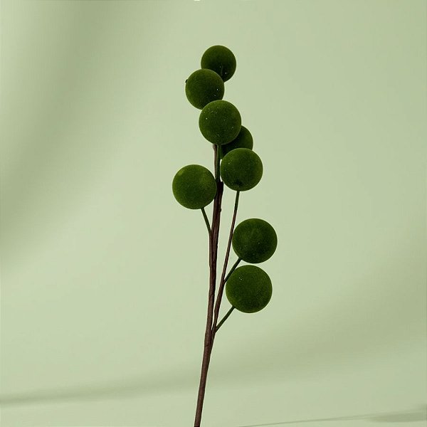 Galho Decorativo de Natal - Verde com Poa - 60x20cm - 1 unidade - Cromus - Rizzo