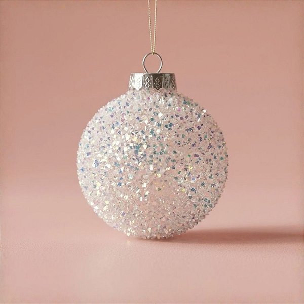 Bola de Natal - Prata com Glitter - 15cm - 1 unidade - Cromus - Rizzo