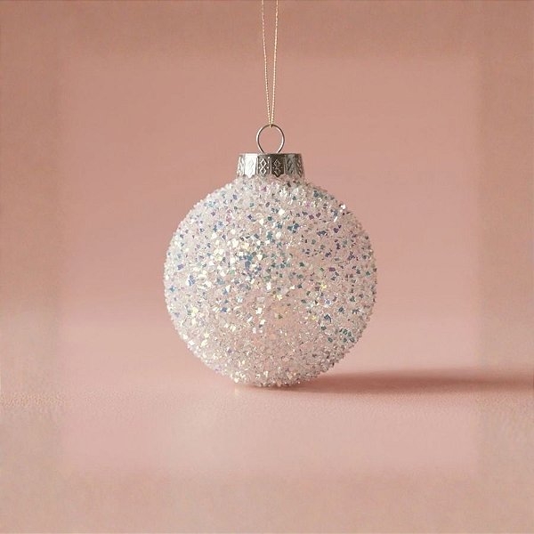 Bola de Natal - Prata com Glitter - 12cm - 1 unidade - Cromus - Rizzo