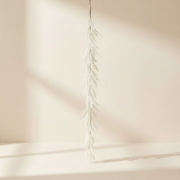 Galho Decorativo de Natal - Longo Branco e Dourado - 125x17cm - 1 unidade - Cromus - Rizzo