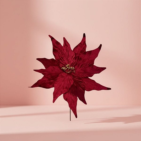 Poinsétia Decorativa - Borgonha - 35x30cm - 1 unidade - Cromus - Rizzo
