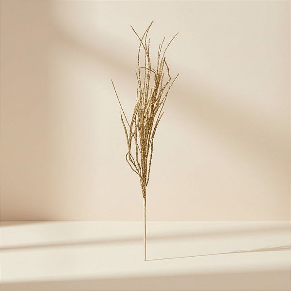 Galho Decorativo de Natal - Champagne com Poa - 83x10cm - 1 unidade - Cromus - Rizzo