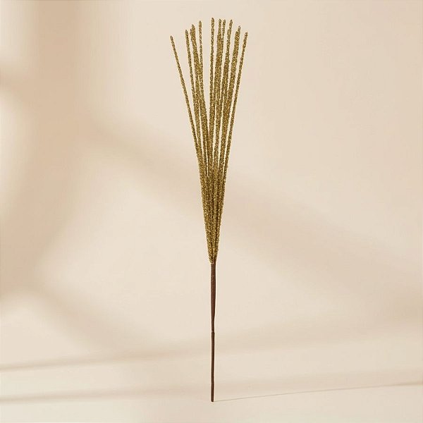 Galho Decorativo de Natal - Ouro com Glitter - 62x11cm - 1 unidade - Cromus - Rizzo