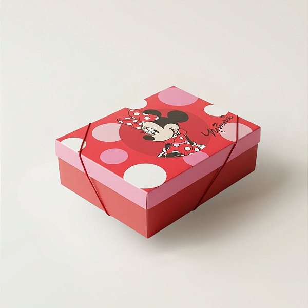 Caixa Retangular com Tampa e Elástico - Minnie Balls - P 24x18x8  - 1 unidade - Disney Original - Rizzo