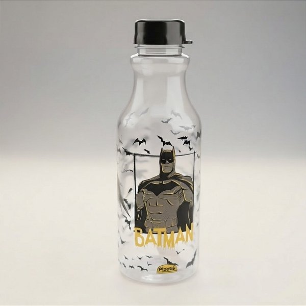 Garrafa Retrô - Batman - Transparente - 500ml - 1 unidade - Plasútil - Rizzo