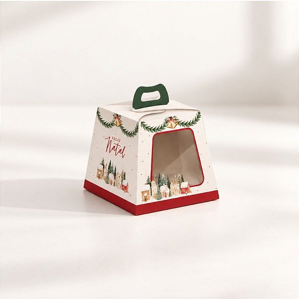 Caixa para Panetone 100g com Visor - Memórias - Marfim - P 10x10x9cm - 10 unidades - Cromus - Rizzo
