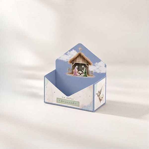 Mini Caixa Envelope para Presente - Sagrado - Azul -  8x3,5x4cm - 10 unidades - Cromus - Rizzo