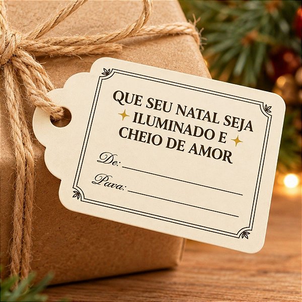 Tag De/Para Decorativa de Natal com Sisal - Que Seu Natal Seja Iluminado - Ref.2565 - 10 unidades - Stickr - Rizzo