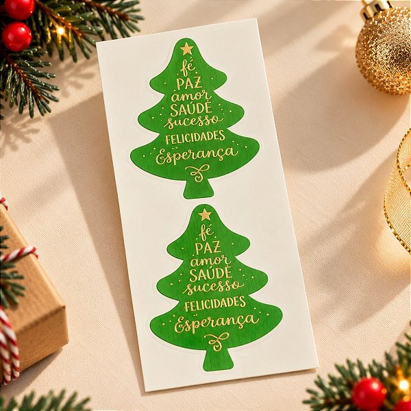 Adesivo Decorativo de Natal - Árvore Verde de Natal- Ref.2471 - 4,5x3,5cm  - 30 unidades - Stickr - Rizzo