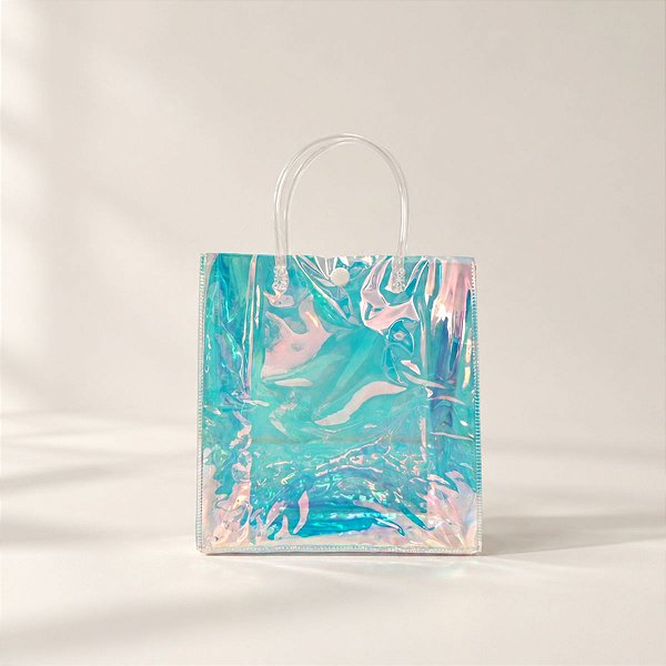 Sacola Nacarado Transparente Botão - P 20x18x7cm - 1 unidade - Rizzo