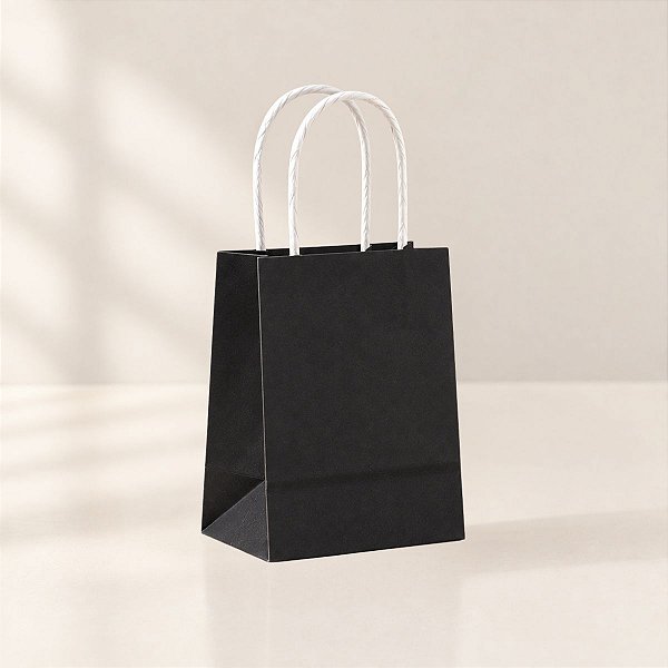 Sacola de Papel Mini - Preto - PP 16x12x7cm - 10 unidades - Cromus - Rizzo
