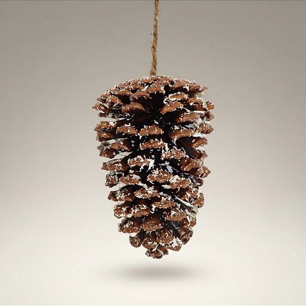 Enfeite para Pendurar de Natal - Pinha Marrom Nevada - 9x14x9cm - 1 unidade - Cromus - Rizzo