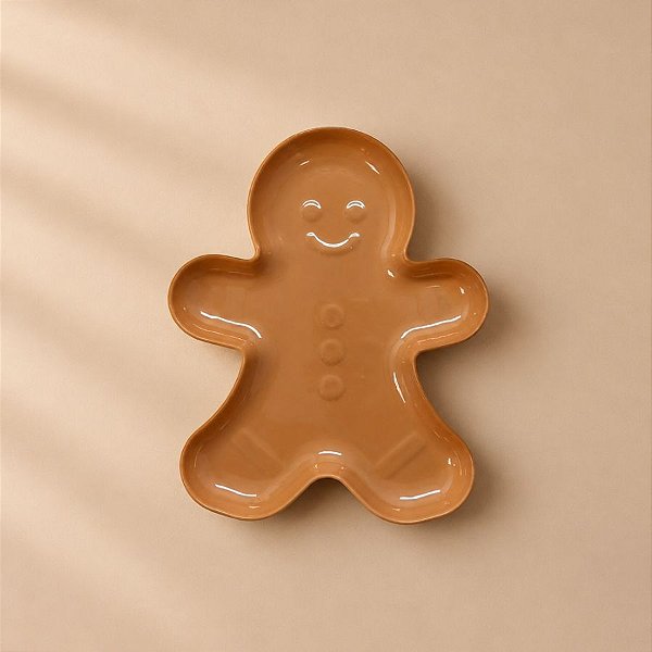 Bandeja Decorativa de Natal - Boneco Gingerbread - Caramelo - 21,5cm - 1 unidade - Rizzo