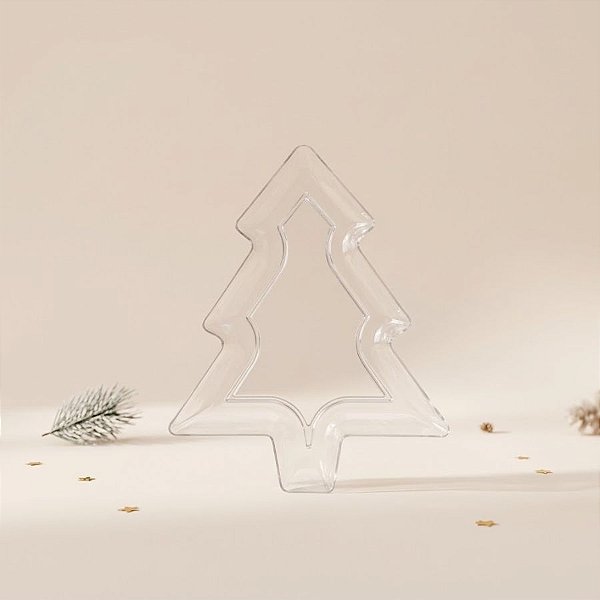 Bandeja Decorativa de Natal - Árvore - Transparente - 21,5cm - 1 unidade - Rizzo