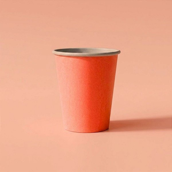 Copo de Papel - Coral Liso - 270ml - 10 unidades - Rizzo