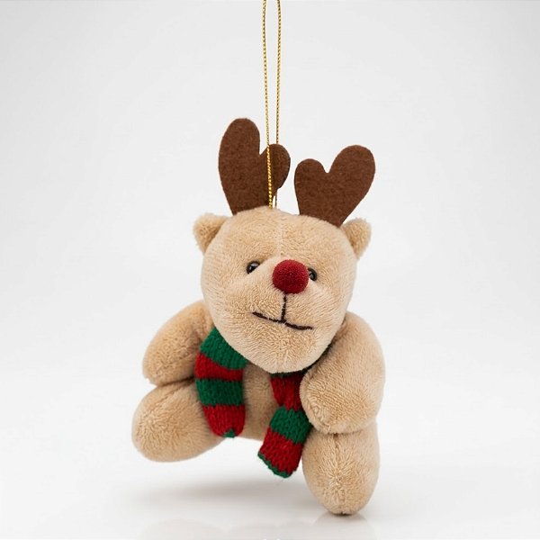Enfeite para Pendurar de Natal - Rena de Pelúcia - 8x10x6cm - 1 unidade - Rizzo