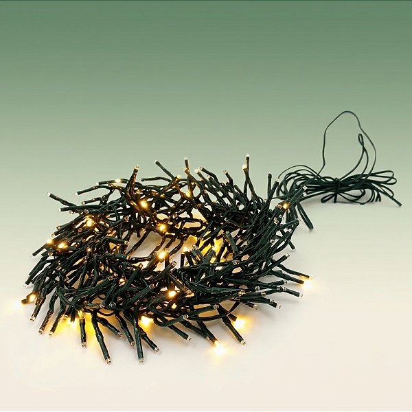 Cordão de LED Cluster Luz Quente com Fio Verde 300 Leds - 3m Bivolt - 1 unidade - Cromus - Rizzo