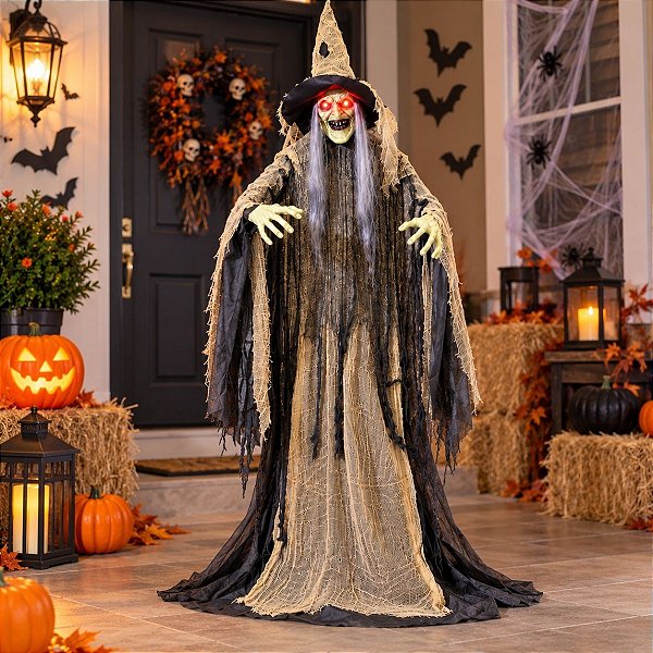 Enfeite Decorativo de Halloween com Som, Luz e Movimento - Bruxa Lamia - 1,15m - 1 unidade - Cromus - Rizzo