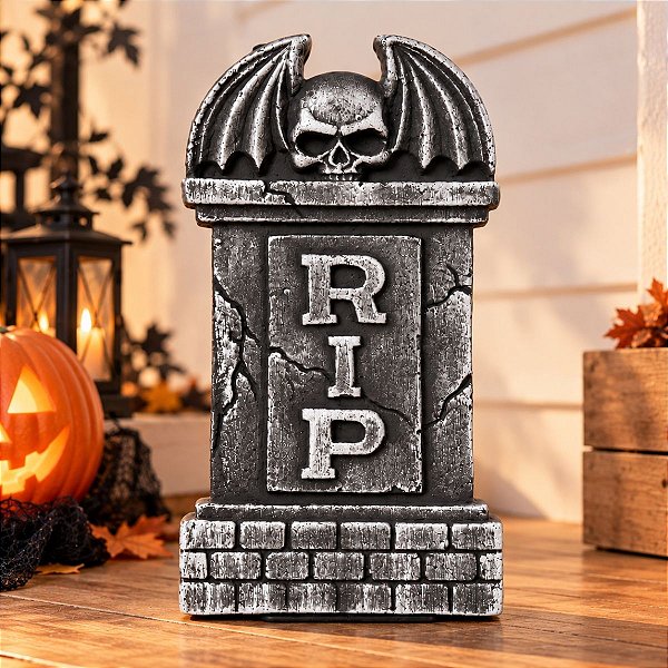 Enfeite Decorativo de Halloween - Lapide Rip Morcego - 30cm - 1 unidade - Cromus - Rizzo