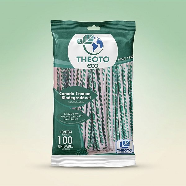 Canudo Biodegradável Tradicional - 20cm - 100 unidades - Theoto - Rizzo