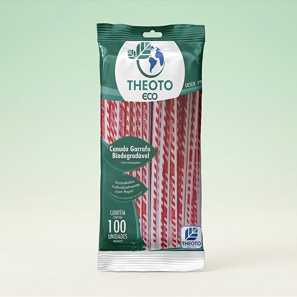 Canudo Biodegradável para Garrafa - 25cm - 100 unidades - Theoto - Rizzo