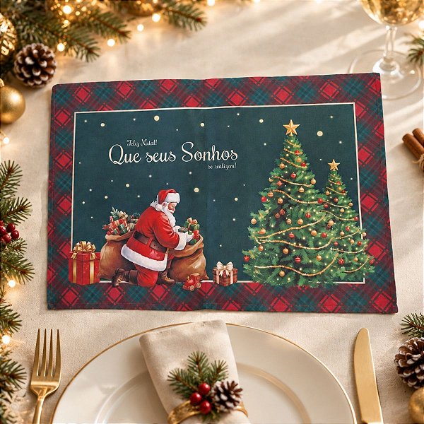 Jogo Americano de Natal - Que Seus Sonhos Se Realizem - 30x45cm - 1 unidade - Rizzo