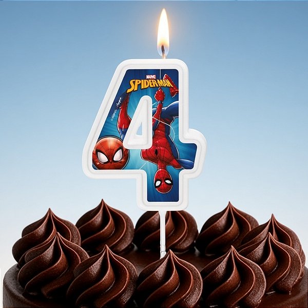 Vela Pick - Spider Man Animação Nº4 - 13cm - 1 unidade - Disney Original - Rizzo