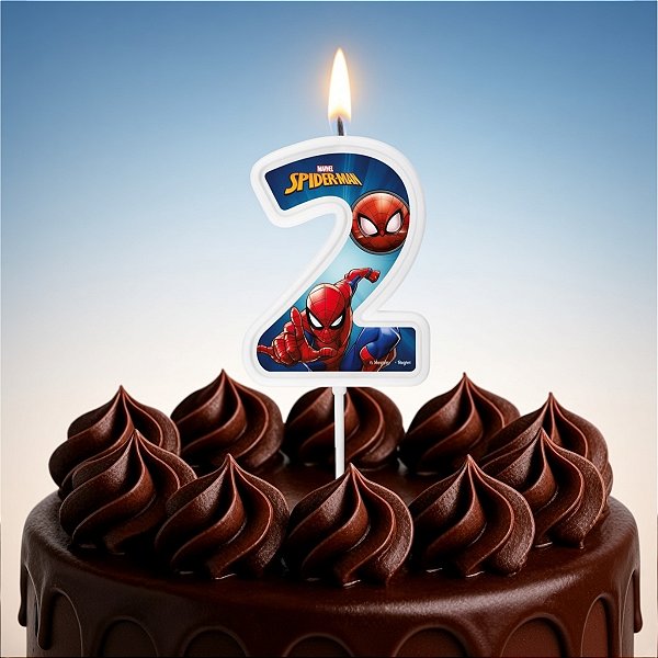 Vela Pick - Spider Man Animação Nº2 - 13cm - 1 unidade - Disney Original - Rizzo