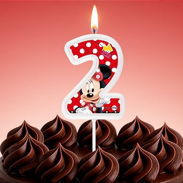 Vela Pick - Minnie Red Nº2 - 13cm - 1 unidade - Disney Original - Rizzo