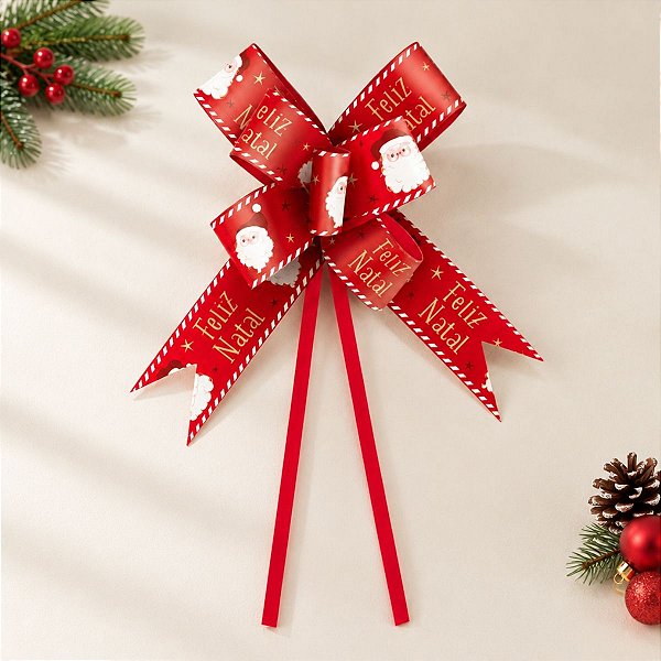 Laço Pronto - Presentes do Noel - Vermelho - 2,2x42cm - 10 unidades - Cromus - Rizzo