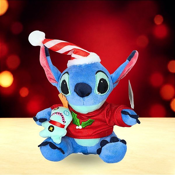 Pelúcia Stitch e Xepa de Natal - 17cm - Disney Original - 1 unidade - Cromus - Rizzo