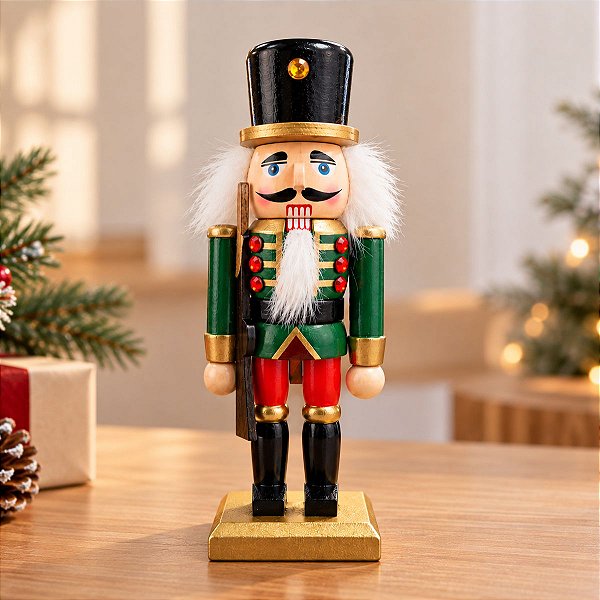 Soldado Quebra Nozes de Madeira - Verde - 15,5cm - 1 unidade - Rizzo