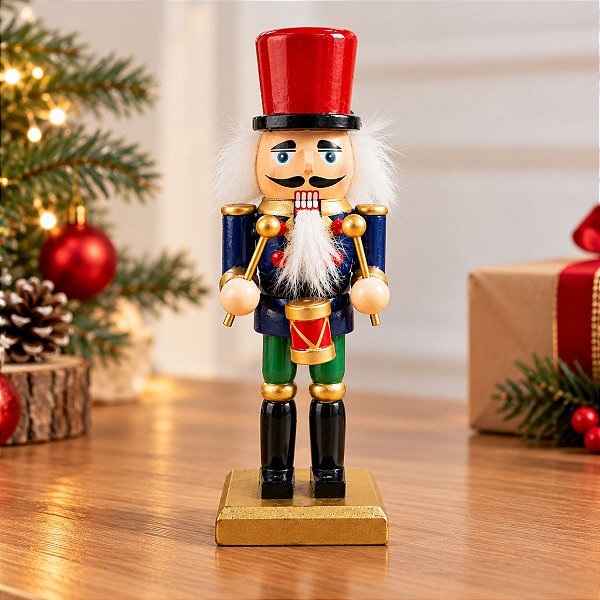 Soldado Quebra Nozes de Madeira - Azul - 15,5cm - 1 unidade - Rizzo