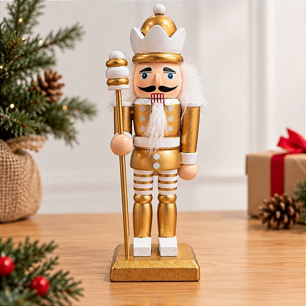 Soldado Quebra Nozes de Madeira - Dourado - 15,5cm - 1 unidade - Rizzo