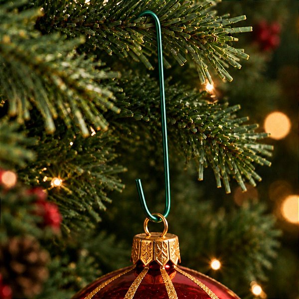 Gancho para Pendurar Enfeites de Natal - Verde - 6,5cm - 100 unidades - Rizzo